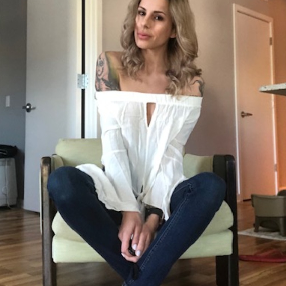 Windsor Off-Shoulder Peasant Top - Size S